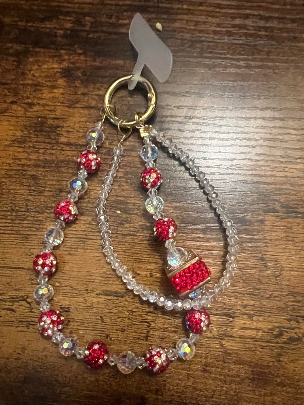 Red Crystal Beaded Keychain Charm